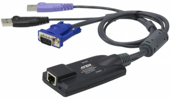 Модуль удлинителя, SVGA+KBD+MOUSE USB 2.0+AUDIO,  50 метр., для подкл. комплекта перключат. KN2124v/KN2140v/KN4124v/KN4140v, макс.разреш. 1600х1200, RJ45+HD-DB15+USB A-тип+2xMINI JACK, Female+4xMale, без Б.П.,(Virtual Media DDC2B) ATEN KA7177