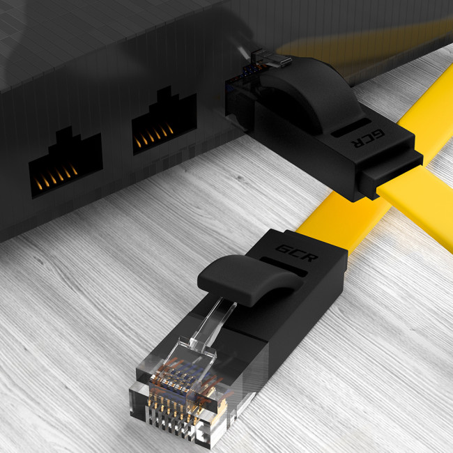 GCR Патч-корд PROF плоский прямой 2.0m, UTP медь кат.6, желтый+черный, 30 AWG, ethernet high speed 10 Гбит/с, RJ45, T568B, GCR-52094 Greenconnect GCR-52094 GCR Патч-корд PROF плоский прямой 2.0m, UTP медь кат.6, желтый+черный, 30 AWG, ethernet high speed 10 Гбит/с, RJ45, T568B, GCR-52094 Greenconnect GCR-52094