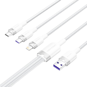 Кабель Vention 3 в 1 USB 2.0 AM/ Micro-B, USB-C, Lightning M - 1.5м. Белый 6A, шт. Vention CTRWG