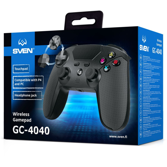 Беспроводной геймпад SVEN GC-4040 чёрный (11 кл. 2 стика, D-pad, PS4/PC, Touchpad, 3.5mm jack) Sven SV-016012 Беспроводной геймпад SVEN GC-4040 чёрный (11 кл. 2 стика, D-pad, PS4/PC, Touchpad, 3.5mm jack) Sven SV-016012