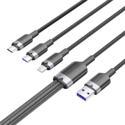 Кабель Vention 3 в 1 USB 2.0 AM/ Micro-B, USB-C, Lightning M - 1.5м. Черный 6A, шт. Vention CTRBG