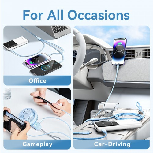 Кабель Vention 3 в 1 USB 2.0 AM/ Micro-B, USB-C, Lightning M - 1.5м. Черный 6A, шт. Vention CTRBG