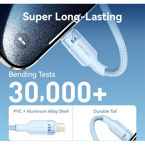 Кабель Vention 3 в 1 USB 2.0 AM/ Micro-B, USB-C, Lightning M - 1.5м. Черный 6A, шт. Vention CTRBG