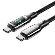 Кабель Vention USB 2.0 CM/CM с LED дисплеем - 1.2м. Чёрный 5А PD100W, шт. Vention TAYBAV