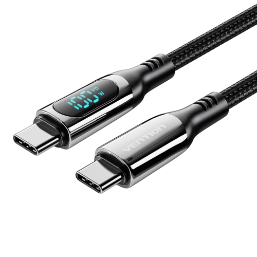 Кабель Vention USB 2.0 CM/CM с LED дисплеем - 1.2м. Чёрный 5А PD100W, шт. Vention TAYBAV