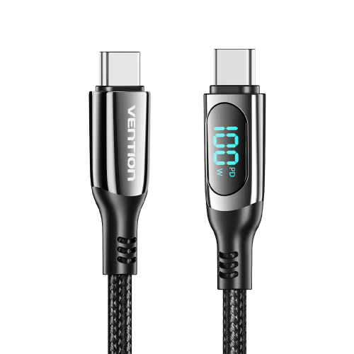 Кабель Vention USB 2.0 CM/CM с LED дисплеем - 1.2м. Чёрный 5А PD100W, шт. Vention TAYBAV