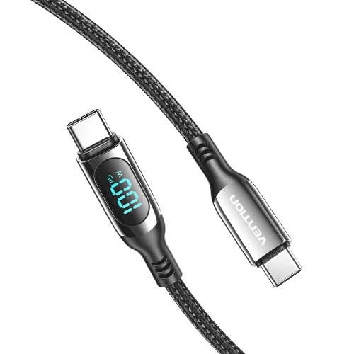Кабель Vention USB 2.0 CM/CM с LED дисплеем - 1.2м. Чёрный 5А PD100W, шт. Vention TAYBAV