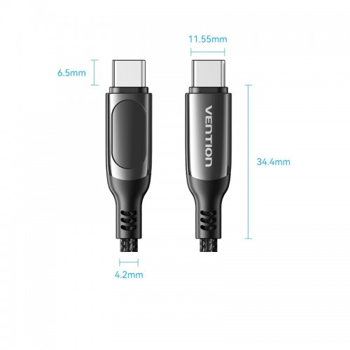 Кабель Vention USB 2.0 CM/CM с LED дисплеем - 1.2м. Чёрный 5А PD100W, шт. Vention TAYBAV