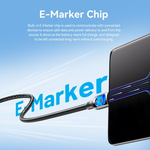 Кабель Vention USB 2.0 CM/CM с LED дисплеем - 1.2м. Чёрный 5А PD100W, шт. Vention TAYBAV