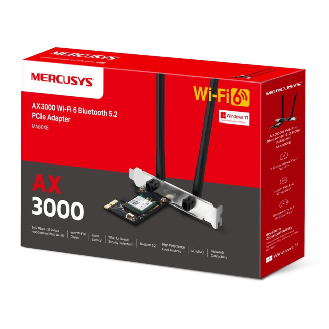 Wi-Fi 6 Bluetooth PCI Адаптер Mercusys MA80XE Wi-Fi 6 Bluetooth PCI Адаптер Mercusys MA80XE