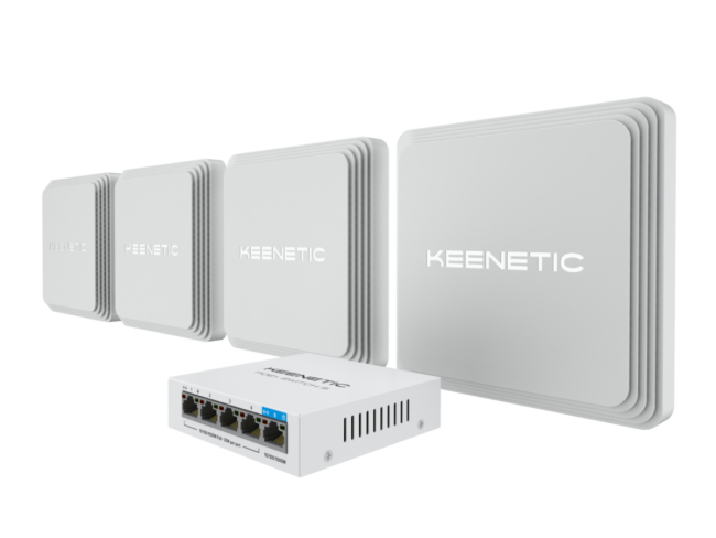Маршрутизатор Keenetic Keenetic Orbiter Pro 4-Pack + PoE+ switch 5 bundle