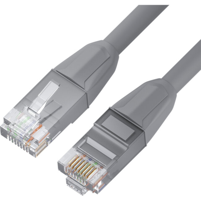 GCR Патч-корд прямой 7.5m LSZH UTP кат.6, серый, 24 AWG, литой без фиксатора, ethernet high speed, RJ45, T568B, GCR-52753 Greenconnect GCR-52753