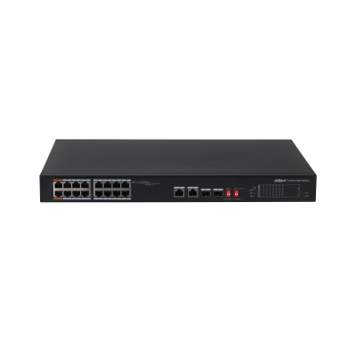 16-портовый неуправляемый коммутатор с РоЕ Порты: 16 RJ45 10/100Мбит/с (PoE/PoE+) 2 комбинированных SFP/RJ45 10/100/1000Мбит/с (uplink); мощность PoE: порты 12 до 60Вт порты 316 до 30Вт суммарно до 135Вт; питание: 100240В(AC) Dahua DH-PFS3218-16ET-135