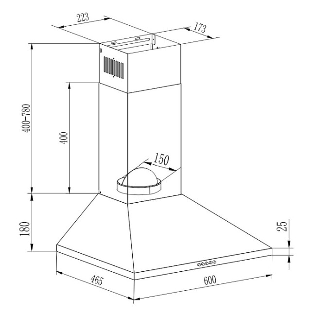 Купольная вытяжка Evelux EVELUX Favorite 60 W Купольная вытяжка Evelux EVELUX Favorite 60 W