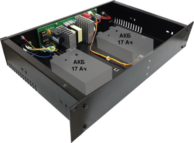 2143 СКАТ-2400И7 RACK источник питания 24В, 4А, высота 2U под 2 АКБ 7-17 Ач. СС ТР ПБ Бастион СКАТ-2400И7 RACK