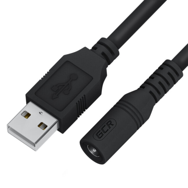 GCR Переходник кабеля питания 1.0m USB AM / DC Jack 5.5х2.1 mm, M/F GCR-53521 Переходник Greenconnect 1 м (GCR-53521)