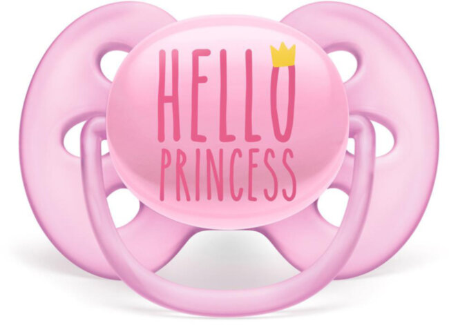 Пустышка ultra soft, Hello princess, 6-18 мес, 1 шт, для девочек Philips Avent ultra soft SCF529/01