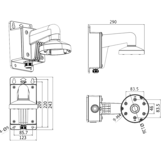 Кронштейн для крепления купольных видеокамер Hikvision DS-1273ZJ-135 Кронштейн для крепления купольных видеокамер Hikvision DS-1273ZJ-135