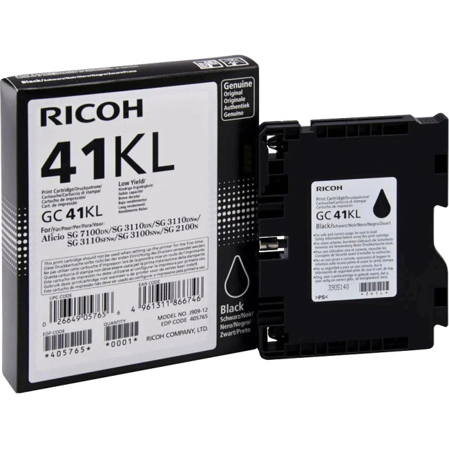 GC 41KL Картридж для гелевого принтера Чёрный Ricoh 405765 GC 41KL Картридж для гелевого принтера Чёрный Ricoh 405765