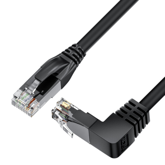 GCR Патч-корд прямой 0.5m UTP кат.5e, черный, нижний угол, литой, ethernet high speed, RJ45, T568B, GCR-53194 Greenconnect RJ45(m) - RJ45(m) Cat. 5e 0.5м чёрный