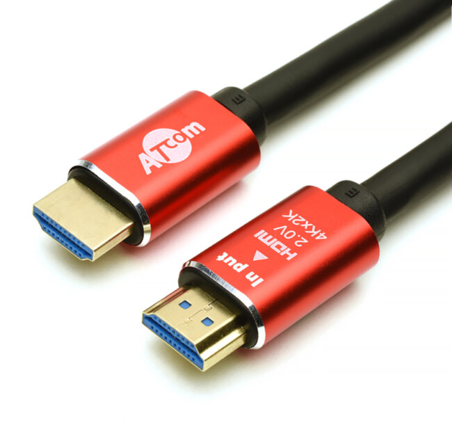 Кабель HDMI 20 m (Red/Gold, в пакете)  VER 2.0 ATcom HDMI 2.0 (m) - HDMI 2.0 (m) 20 м