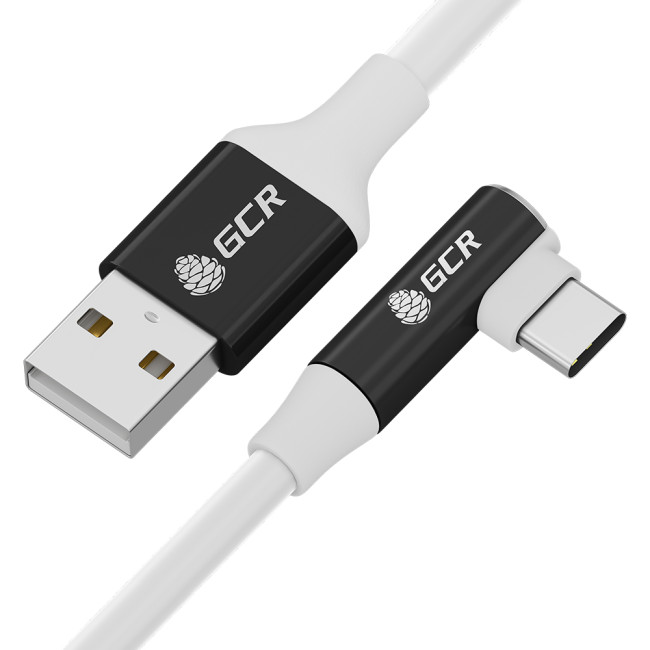GCR Кабель PREMIUM 1.3m TypeC угловой, белый, AL case черный, 28/24 AWG, GCR-54995 Кабель Greenconnect 1.3 м (GCR-54995)