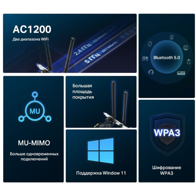 Wi-Fi  Bluetooth PCI Адаптер Mercusys MA30E Wi-Fi  Bluetooth PCI Адаптер Mercusys MA30E