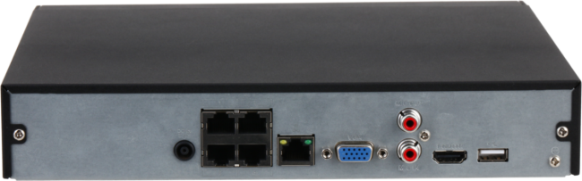 4-канальный IP-видеорегистратор с PoE 4K и H.265+ Входящий поток до 80Мбит/с; сжатие: H.265+ H.265 H.264+ H.264 MJPEG; разрешение записи до 12Мп; накопители: 1 SATA III до 8Тбайт; воспроизведение: 4кн@1080p 1кн@8Мп; видеовыходы: 1 HDMI 1 VGA; cеть: 1 RJ45 4-канальный IP-видеорегистратор с PoE 4K и H.265+ Входящий поток до 80Мбит/с; сжатие: H.265+ H.265 H.264+ H.264 MJPEG; разрешение записи до 12Мп; накопители: 1 SATA III до 8Тбайт; воспроизведение: 4кн@1080p 1кн@8Мп; видеовыходы: 1 HDMI 1 VGA; cеть: 1 RJ45