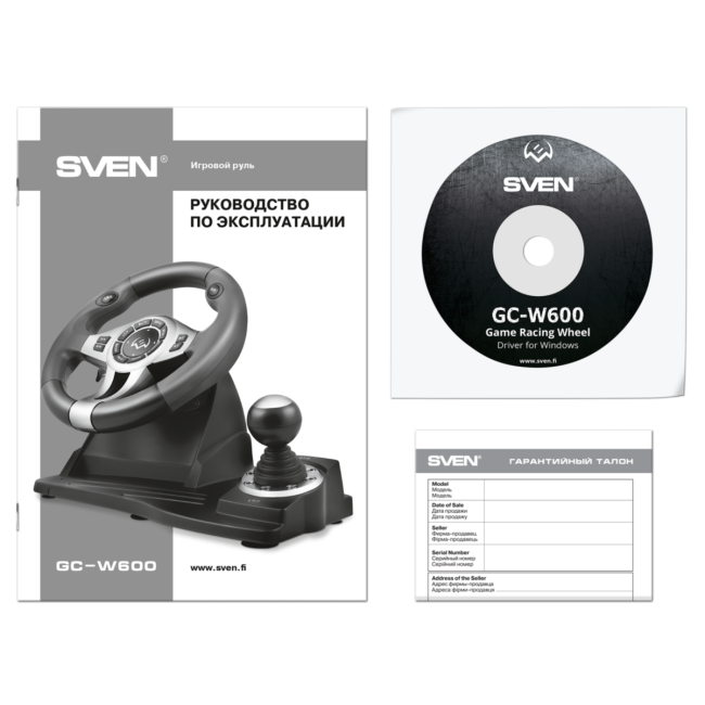 Руль SVEN GC-W600 (педали, вибро, лепестки, D-pad, 12 кл, PC/PS3/Xinput) SVEN GC-W600 Руль SVEN GC-W600 (педали, вибро, лепестки, D-pad, 12 кл, PC/PS3/Xinput) SVEN GC-W600