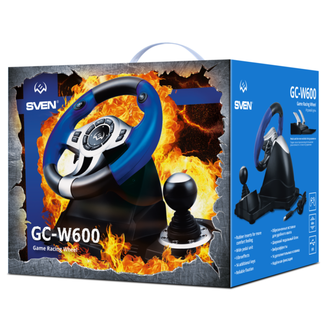 Руль SVEN GC-W600 (педали, вибро, лепестки, D-pad, 12 кл, PC/PS3/Xinput) SVEN GC-W600 Руль SVEN GC-W600 (педали, вибро, лепестки, D-pad, 12 кл, PC/PS3/Xinput) SVEN GC-W600