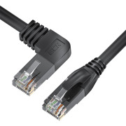 GCR Патч-корд прямой 2.0m UTP кат.5e, черный, правый угол, литой, ethernet high speed, RJ45, T568B, GCR-53145 Greenconnect RJ45(m) - RJ45(m) Cat. 5e 2м чёрный