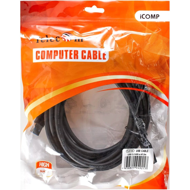 Кабель удлинительный USB3.0 Am-Af  5m Telecom черный (TUS708-5M) VCOM TUS708-5M