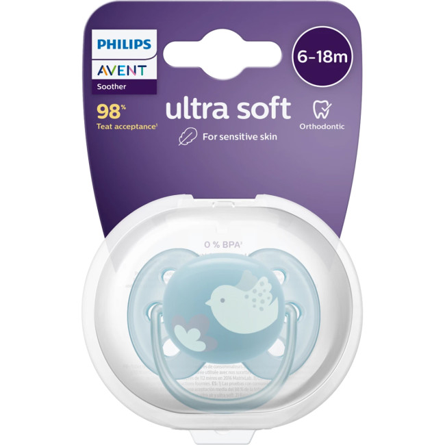 Пустышка ultra soft, птичка, 6-18 мес., 1 шт. Philips SCF092/04 Пустышка ultra soft, птичка, 6-18 мес., 1 шт. Philips SCF092/04