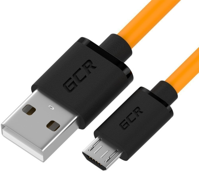GCR QC Кабель 0.5m MicroUSB, быстрая зарядка, оранжевый TPE, черные коннекторы, 28/22 AWG, GCR-52479 Greenconnect GCR-52479