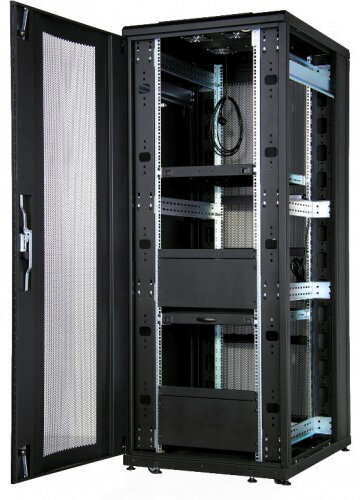 Шкаф напольный CloudMax 19"42U600x1200, передняя дверь одностворчатая перфорированная 63%,задняя дверь двустворчатая перфорированная 63%, плоск. упак., цвет черный Estap CloudMax 19"42U600x1200