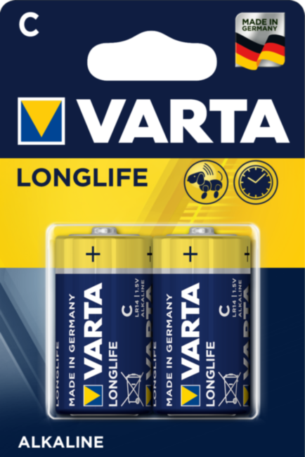 Батарейка Varta LONGLIFE LR14 C BL2 Alkaline 1.5V (4114) (2/20/200) (2 шт.) VARTA 04114101412 Батарейка Varta LONGLIFE LR14 C BL2 Alkaline 1.5V (4114) (2/20/200) (2 шт.) VARTA 04114101412