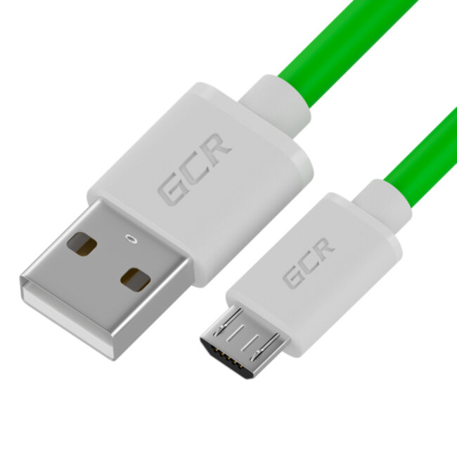 GCR QC Кабель 0.5m MicroUSB, быстрая зарядка, зеленый TPE, белые коннекторы, 28/22 AWG, GCR-52484 Greenconnect GCR-52484