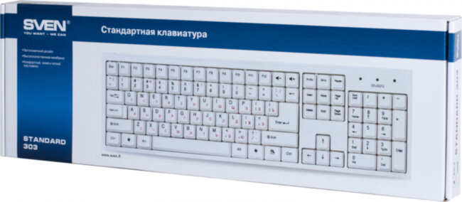 Клавиатура SVEN Standard 303 USB белая SVEN Standard 303 White