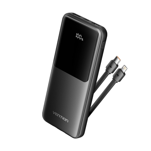 Power Bank Vention 10000mAh(Micro-USB/C/A/A) со встроенными кабелями 22.5W Чёрный с LED Дисплеем, шт. Vention FHOB0 Power Bank Vention 10000mAh(Micro-USB/C/A/A) со встроенными кабелями 22.5W Чёрный с LED Дисплеем, шт. Vention FHOB0