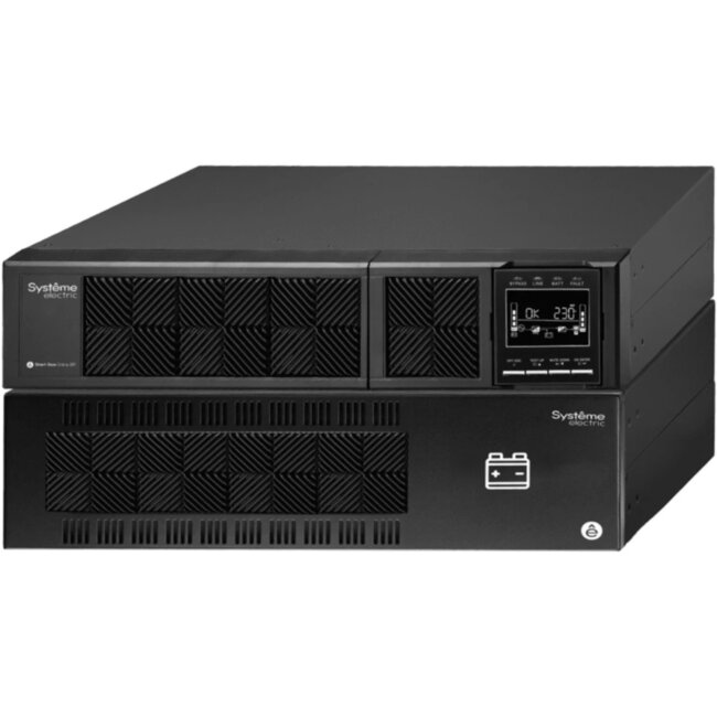ИБП Systeme Electric Smart-Save Online SRT 10000 ВА, конвертируемый форм-фактор 5U, 230 В, 1:1, клеммный вход/выход, SmartSlot, LCD, USB HID, SNMP карта, параллельное резервирование, версия с возможностью увеличения времени автономии, 2 кор. Systeme Elect
