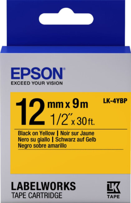 Лента Epson LK4YBP Pastel Blk/Yell 12/9 (C53S654008)