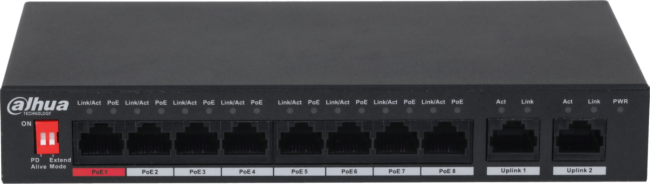 8 портовый РоЕ коммутатор неуправляемый Коммутатор Dahua DH-PFS3010-8ET-96 8 портовый РоЕ коммутатор неуправляемый Коммутатор Dahua DH-PFS3010-8ET-96