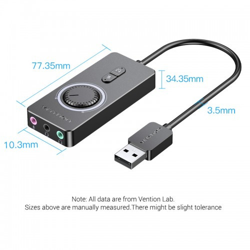 Внешняя звуковая карта Vention USB c регулятором громкости Черная Vention CDRBB