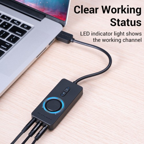 Внешняя звуковая карта Vention USB c регулятором громкости Черная Vention CDRBB