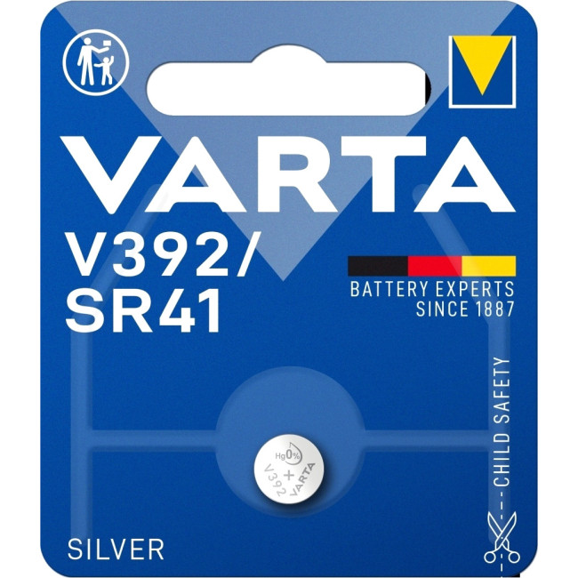 Батарейка Varta 392 (SR41W) BL1 Silver Oxide 1.55V (1/10/100) Varta SILVER OXIDE SR41W (00392101111)