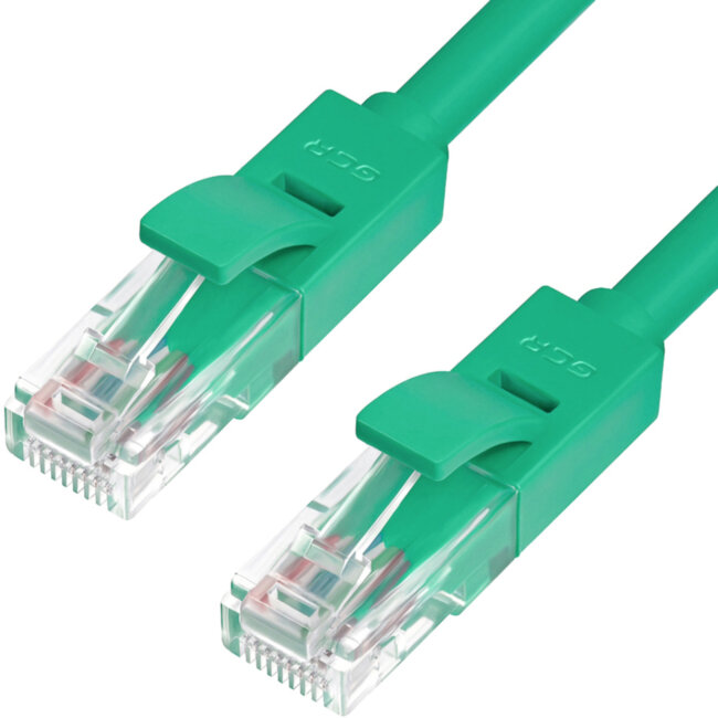 Greenconnect Патч-корд прямой 0.15m, UTP кат.5e, зеленый, позолоченные контакты, 24 AWG, литой, GCR-LNC05-0.15m, ethernet high speed 1 Гбит/с, RJ45, T568B Greenconnect RJ45(m) - RJ45(m) Cat. 5e U/UTP PVC 0.15м зелёный