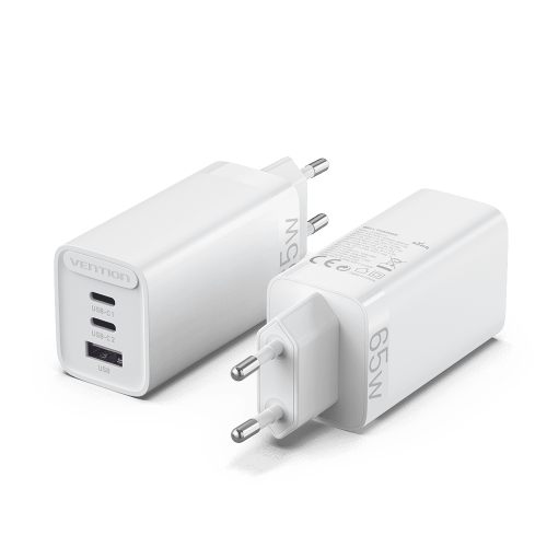 Сетевое зарядное устройство Vention на 3 порта 65W USB (C+C+A) 2.4A Белый Vention FEDW0-EU