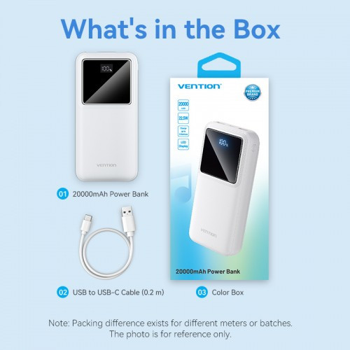 Power Bank Vention 20000mAh(M/C-A/A)22.5W Черный с LED Дисплеем Vention FHLB0 Power Bank Vention 20000mAh(M/C-A/A)22.5W Черный с LED Дисплеем Vention FHLB0