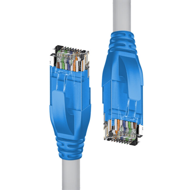 Патч-корд прямой 1.0m UTP кат.5e, серый, синие коннекторы, 24 AWG, литой, ethernet high speed 1 Гбит/с, RJ45, T568B 4PH 4PH-R90029
