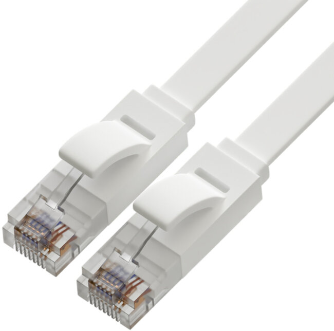 Greenconnect Патч-корд PROF плоский прямой 0.5m, UTP медь кат.6, белый, 30 AWG, ethernet high speed 10 Гбит/с, RJ45, T568B, GCR-51786 Greenconnect RJ45(m) - RJ45(m) Cat. 6 U/UTP PVC 0.5м белый